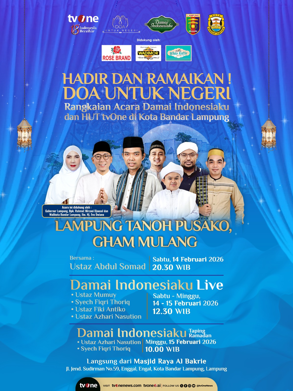 Doa untuk Negeri Digelar di Lampung, Perkuat Persatuan, Perdamaian, dan Kebersamaan